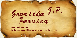 Gavrilka Paovica vizit kartica